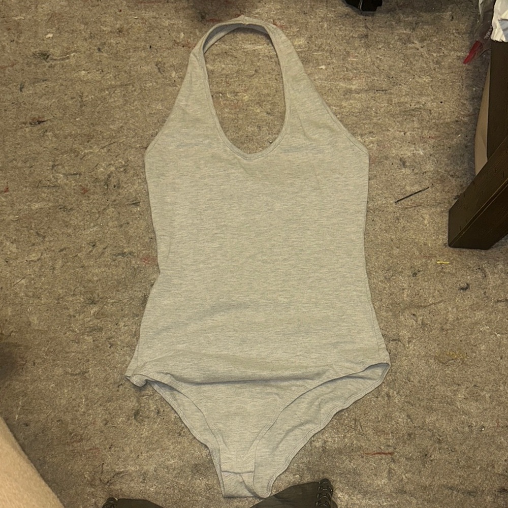 Gray Halter Bodysuit